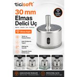 Ticisoft 30 mm Elmas Kaplı Panç Delici Uç Cam Seramik Mermer Granit Delme Matkap Ucu
