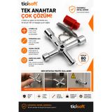 Ticisoft 4 Uçlu Metal Pano ve Asansör Anahtarı Yıldız Düz Bits Uçlu Kumanda Dolabı Anahtarı