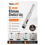 Ticisoft 6 mm Elmas Kaplı Panç Delici Uç Cam Seramik Mermer Granit Delme Matkap Ucu