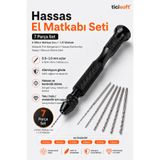 Ticisoft 7 Parça Hassas El Matkabı Seti Ayarlanabilir Mandrenli Pin Vise ve 6 Mikro Matkap Ucu