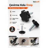 Ticisoft M8 Yıldız Sıkma Kolu 2 Adet – Erkek Vidalı Çevirme Kol Knop Mobilya ve Profil Sabitleme Topuzu