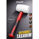 Ticisoft Profesyonel 750 Gr Kauçuk Çekiç Plastik Tokmak İz Bırakmayan Darbe Çekici | Dayanıklı Ergonomik Sap