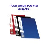 Ticon 40’lı Sunum Dosyası 3'lü Set - Kırmızı / Siyah / Mavi