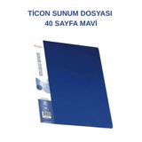 Ticon 40’lı Sunum Dosyası – Şeffaf Poşet Dosya | Okul, Ofis ve Arşiv Kullanımı Mavi