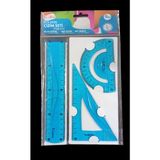 Ticon Çizim Seti TCS-2436 Esnek Kırılmaz (20 cm Cetvel - Iletki - Gönye) - Mavi
