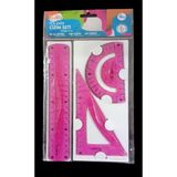 Ticon Çizim Seti TCS-2436 Esnek Kırılmaz (20 cm Cetvel - Iletki - Gönye) - Pembe