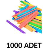 Ticon Puti 1000 Adet Ahşap Renkli Dar Dil Çubuğu Abeslang Çubuğu Dar