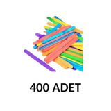Ticon Puti 400 Adet Ahşap Renkli Dar Dil Çubuğu, 11,5 cm, 6 Renk