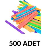 Ticon Puti 500 Adet Ahşap Renkli Dar Dil Çubuğu Abeslang Çubuğu Dar