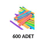 Ticon Puti 600 Adet Ahşap Renkli Dar Dil Çubuğu, 11,5 cm, 6 Renk