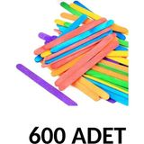 Ticon Puti 600 Adet Ahşap Renkli Dar Dil Çubuğu Abeslang Çubuğu Dar