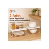 Tidy Home 2 Adet Küçük Boy metal ayaklı Dolap içi Raf Düzenleyici Çay Bardak Fincan Banyo