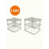 Tidy Home 3 Katlı Tabaklık Dolap Içi Düzenleyici Organizer Tezgah Banyo Tabak Bardak Düzenleme Metal Raflık - 2 Adet