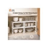 Tidy Home 4 Adet Dolap Içi Düzenleyici Raf Tabak Bardak Rafı Sert Kokusuz Plastik Raf