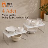 Tidy Home 4 Adet Dolap Içi Raf Düzenleyici Organizer Çay Bardak Fincan Banyo Metal Ayaklı Raf