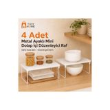 Tidy Home 4 Adet Küçük Boy metal ayaklı Dolap içi Raf Düzenleyici Çay Bardak Fincan Banyo
