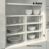 Tidy Home 6 Adet Dolap Içi Düzenleyici Raf Tabak Bardak Rafı Metal Kaliteli Raf