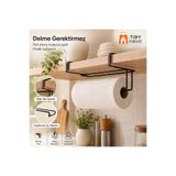 Tidy Home Premium Kağıt Havlu Askısı – Delmeden Takılan Siyah Metal Geçmeli Peçetelik, Dolap Içi Mutfak Organizeri