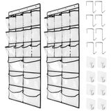 TidyMaster 2'li Paket Ekstra Büyük Asılı Kristal Netliğinde Kapı Üstü Ayakkabı Düzenleyicileri, dolap ayakkabı düzenleyici ayakkabı rafı düzenleyici ayakkabı saklama, 12+6Pockets, 8+8Hooks, beyaz (59
