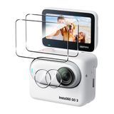 Tieeyivv Insta 360 GO 3 için koruyucu folyo zırhlı folyo koruyucu cam zırh koruma cam ve kamera koruyucu folyo tam kaplama ekran koruyucu folyo, kabarcıksız, çizilmez, 9H sertlik, parmak izi bırakmaz