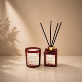 Tiem Concept Dekoratif Oda Kokusu Seti - 150g Kokulu Mum & 100ml Çubuklu Oda Parfümü (Amber, Renkli Cam)