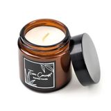 Tiem Concept Doğal Soya Mumu - 120g Vanilya Kokulu Özel Tasarım Kavanoz Mum, Kapaklı Dekoratif Amber Cam Bardak - Vegan ve Parafinsiz Kokulu Mum