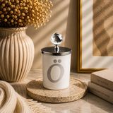 Tiem Concept Kişiye Özel Harfli Kokulu Bardak Mum - Kristal Tepelikli Özel Tasarım Beyaz Cam Mum, Ev ve Oda Kokusu, Hediyelik Dekoratif Mum 150g (Silver, Okyanus, O)