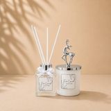 Tiem Concept Vanilya Kokulu Geyik Figürlü Dekoratif Oda Kokusu Seti - 150G Kokulu Mum & 100ML Çubuklu Oda Kokusu - Beyaz-Gümüş