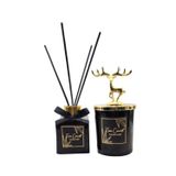 Tiem Concept Vanilya Kokulu Geyik Tasarımlı Dekoratif Oda Kokusu Seti - 150g Kokulu Mum & 100ml Çubuklu Oda Kokusu (Set-8, Vanilya)