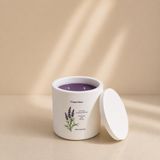 Tiem Concept%100 Doğal Soya Mumu - 220g Lavanta Kokulu Dekoratif Beton Saksılı Kokulu Mum - Kapaklı ve El Yapımı Modern Tasarım - Vegan, Parafinsiz Saf Soya Wax (Beyaz)