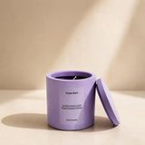 Tiem Concept%100 Doğal Soya Mumu - 220g Lavanta Kokulu Dekoratif Beton Saksılı Kokulu Mum - Kapaklı ve El Yapımı Modern Tasarım - Vegan, Parafinsiz Saf Soya Wax (Lila)