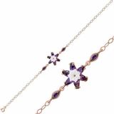 Tienda Elegante DMR Elegance DMR Elegance Gümüş Rose Mor Lotus Çiçeği Bileklik