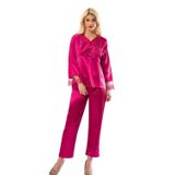 Tienda Elegante Fuşya Saten Pijama Takımı - 1595