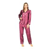 Tienda Elegante Mor Saten Pijama Takımı - 1613