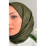 Tierra BELDİA Tesettür Kadın◆Halka Desen◆Dama Desen◆%100 Pamuk Naia Şal◆Haki