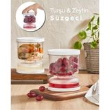 Tiesa Home 1 Adet Kum Saati Süzgeçli Turşu Peynir Zeytin Saklama Kabı 1.5l