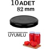 Tiesa Home 10 Adet 82MM Metal Konserve Kavanoz Kapağı Siyah - 1 lt