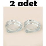 Tiesa Home 2 Adet Cam Kalp Model Şeffaf Küllük Kül Tablası 10CM