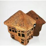Tiesa Home 2'li El Yapımı Toprak Dekoratif Mumluk / Ev