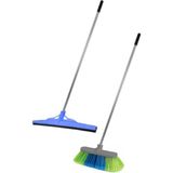 Tiesa Home 2li Metal Saplı 55CM Çekpas Paspas Oto Yer Fırçası Süpürge Takımı