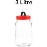 Tiesa Home 3 Litre Kapaklı Cam Turşu Bakliyat Saklama Kabı Kavanozu - Şeffaf - 3 lt - 1 Adet
