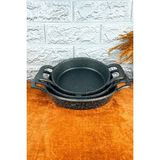 Tiesa Home 3lü Lime Döküm Granit Sahan Tava Seti Çift Kulp 18CM-20CM-22CM - Siyah