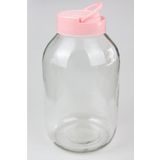 Tiesa Home 5 Litre Kapaklı Cam Turşu Bakliyat Saklama Kabı Kavanozu Pembe
