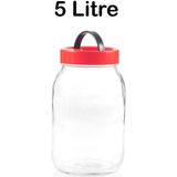 Tiesa Home 5 Litre Kapaklı Cam Turşu Bakliyat Saklama Kabı Kavanozu - Şeffaf - 5 lt - 1 Adet