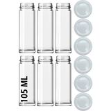 Tiesa Home 6 Adet Metal Kapaklı Cam 105CC Mini Baharat Süs Saklama Kabı Kavanozu - Şeffaf - 105 ml
