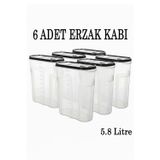 Tiesa Home 6 Adet Plastik 5.8 Litre Kapaklı Erzak Saklama Kabı Kutusu Takımı