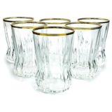 Tiesa Home 6lı Gaia 420342 Altın Yaldızlı 110CC Kahve Yanı Su Zemzem Bardağı Takımı - Sarı - Şeffaf - 110 ml