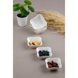 Tiesa Home 6lı Mini Porselen Reçellik Kahve Yanı Lokumluk Kahvaltılık Sosluk Kare - Beyaz