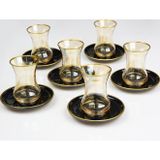 Tiesa Home Altın Yaldızlı Çay Bardağı Takımı Çay Seti M4