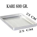 Tiesa Home Alüminyum 600GR Kare Baklava Kadayıf Künefe Börek Şam Tatlı Pişirme Tepsisi - 25 x 25 cm - Gri